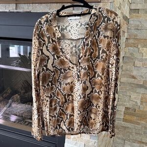Reserved Brown Snakeskin V-Neck Blouse
